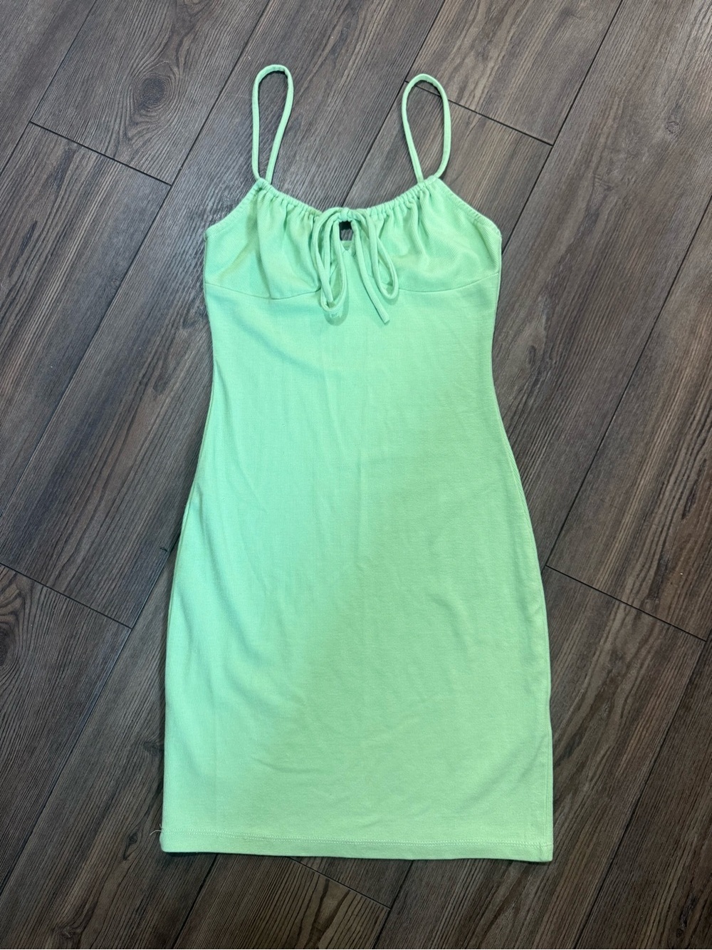 Princess Polly Lime Green Bodycon Mini Dress Drawstring Bust Women’s US 4